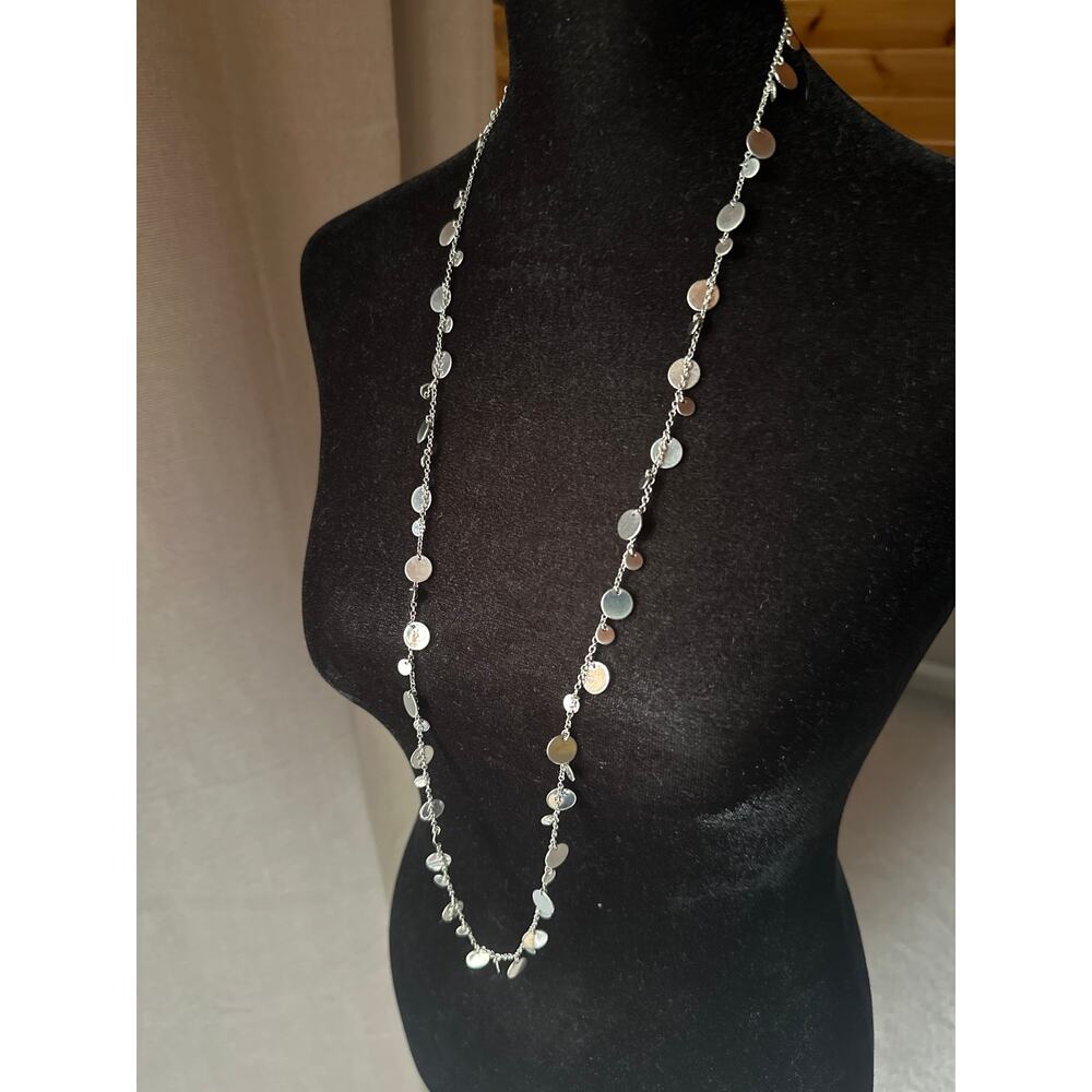 Lia Sophia Long Layered Silver‑Tone Chain with Shimmering Disc Accents